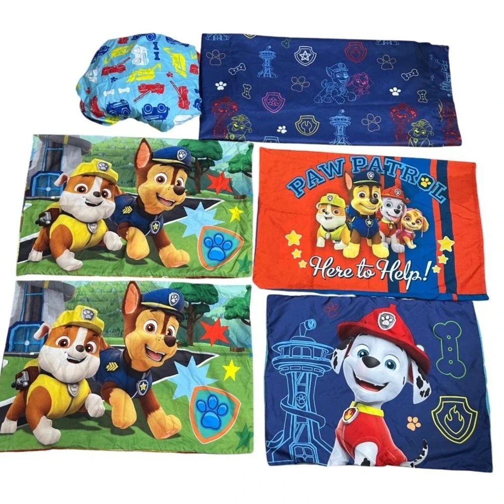Paw Patrol Full Sheet Set Pillowcase‎ Toddler Kids Bedding Blue Red